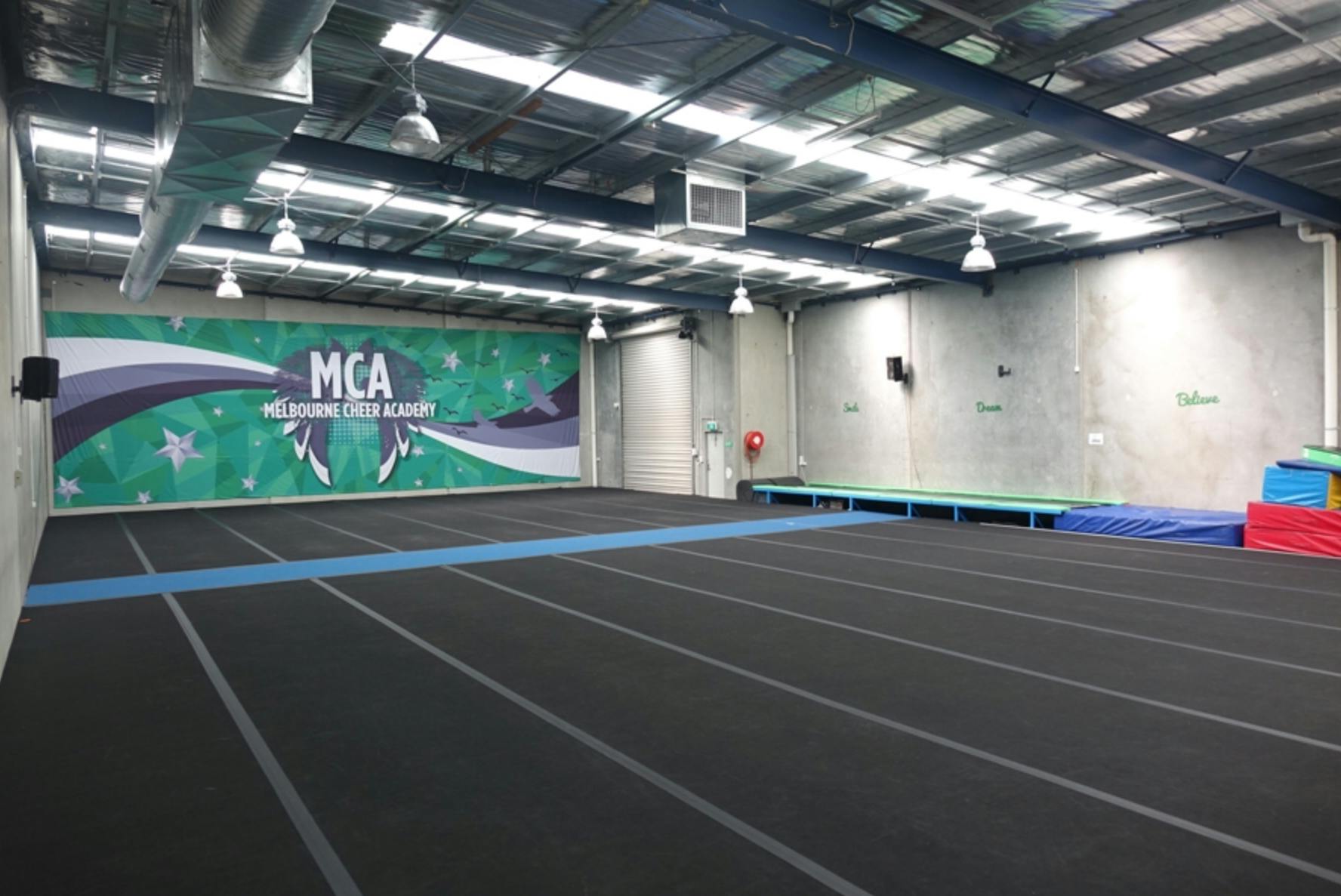 Multiuse area at Melbourne Cheer Academy Gym with spring floors